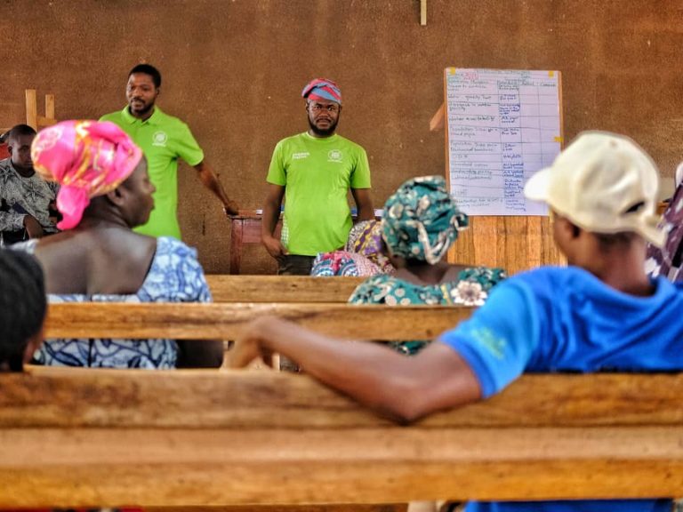 Community action planning session on WASH service delivery